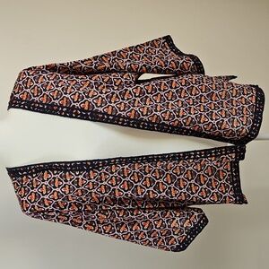 J Jill SZ S-LG Kimono Top Embroidery Edging Floral Navy Orange Lightweight